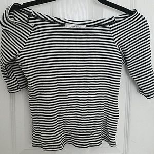 stripped off the shoulder t shirt
